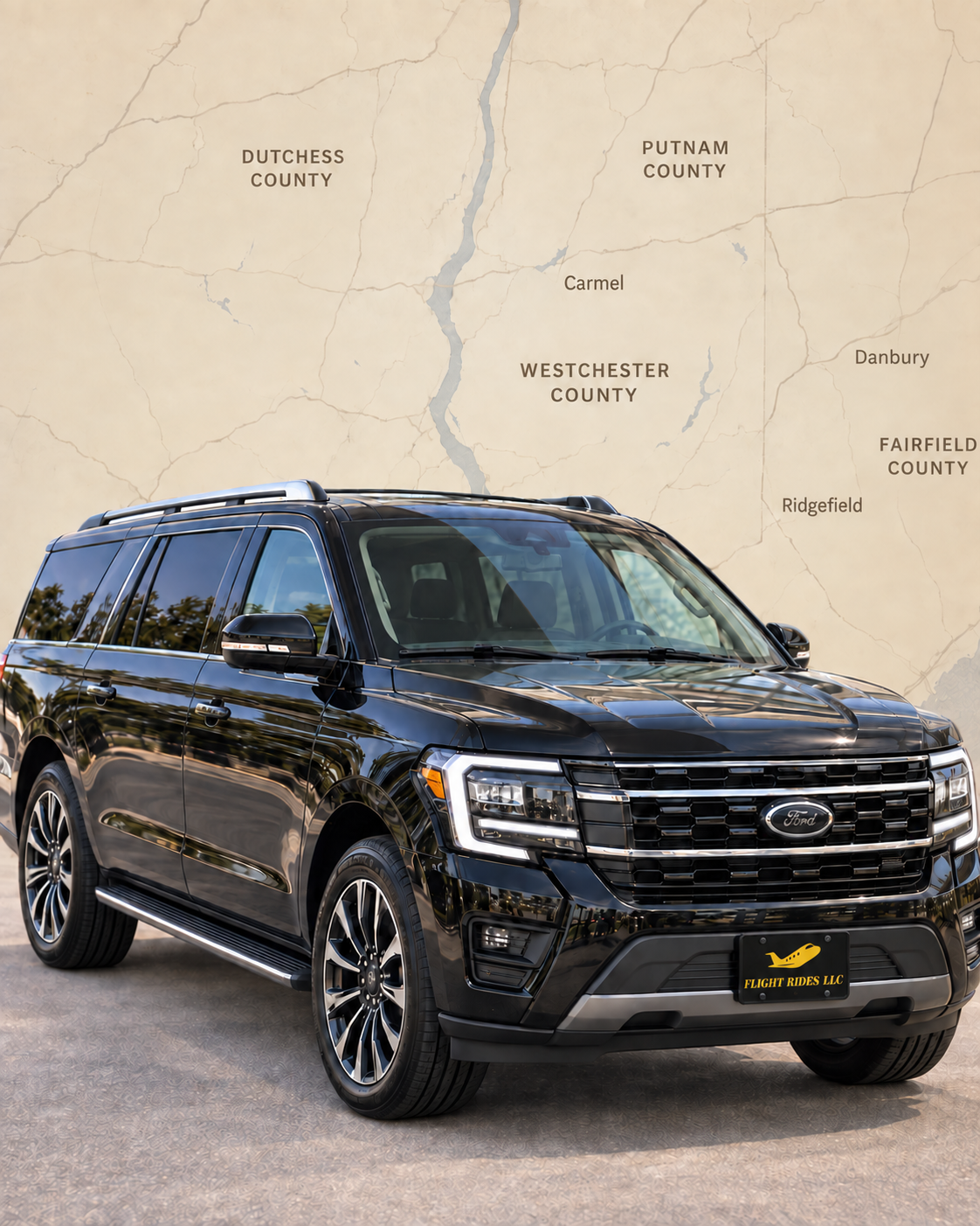 Flight Rides LLC black Ford Expedition serving Putnam, Westchester, and Fairfield counties